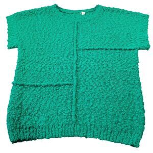 VTG 80s Emerald Textured Sweater M Coastal Grandma Lightweight Knit